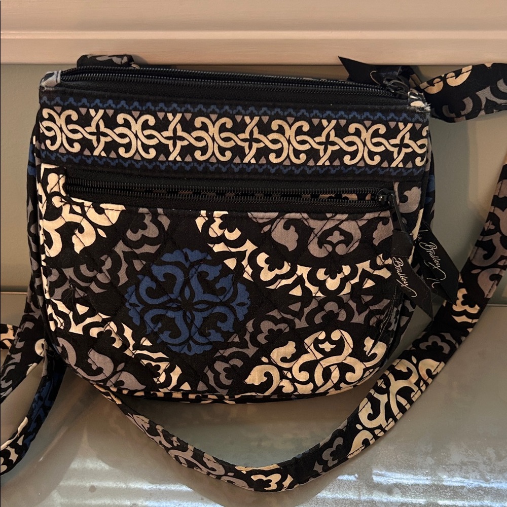 Vera Bradley Black and Blue Patterned Crossbody Bag